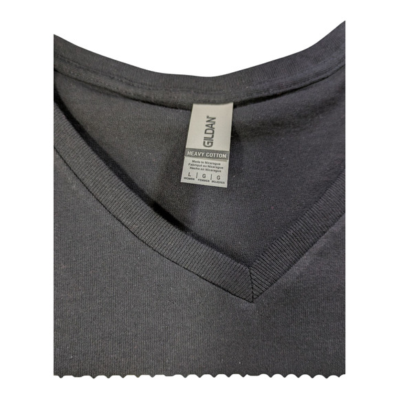 Funny Humor Namaste the Away Black Graphic V Neck T Shirt Size Large NWOT - Picture 4 of 6